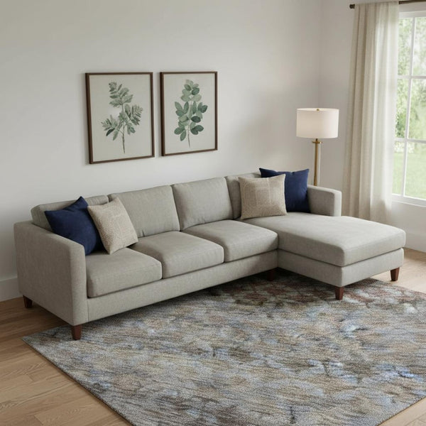 HomeRoots 9' X 12' Washable Area Rug with UV Protection - Stylish Brown, Gray & Blue Stripes for Busy Homes 688074