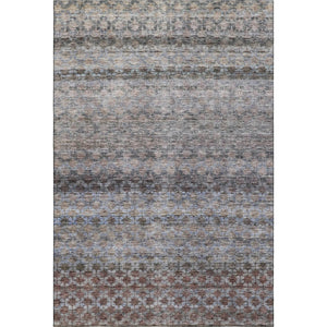 HomeRoots 10' X 14' Washable Area Rug - Stylish Brown, Gray & Blue Stripes with UV Protection for Homes 688075