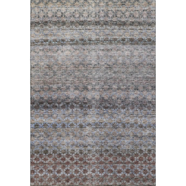 HomeRoots 10' X 14' Washable Area Rug - Stylish Brown, Gray & Blue Stripes with UV Protection for Homes 688075