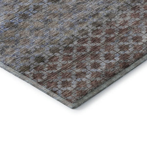 HomeRoots 10' X 14' Washable Area Rug - Stylish Brown, Gray & Blue Stripes with UV Protection for Homes 688075