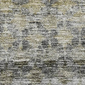 HomeRoots 8' X 10' Stylish Pewter Olive Green and Silver Striped Washable Area Rug with UV Protection & Durability 688079