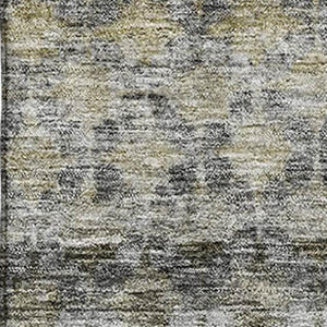HomeRoots 9' X 12' Elegant Pewter Olive Green and Silver Striped Washable Area Rug with UV Protection & Durability 688080