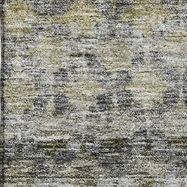 HomeRoots 9' X 12' Elegant Pewter Olive Green and Silver Striped Washable Area Rug with UV Protection & Durability 688080