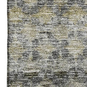 HomeRoots 10' Stylish Pewter Olive Green & Silver Striped Washable Area Rug with UV Protection for Homes 688081
