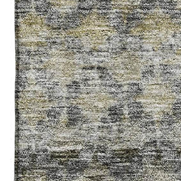 HomeRoots 10' Stylish Pewter Olive Green & Silver Striped Washable Area Rug with UV Protection for Homes 688081