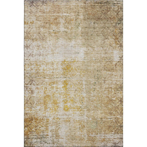 HomeRoots 8' X 10' Gold Ivory Beige Geometric Area Rug - Washable, Stain Resistant & UV Protected for Homes 688085