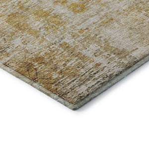 HomeRoots 8' X 10' Gold Ivory Beige Geometric Area Rug - Washable, Stain Resistant & UV Protected for Homes 688085