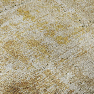 HomeRoots 8' X 10' Gold Ivory Beige Geometric Area Rug - Washable, Stain Resistant & UV Protected for Homes 688085