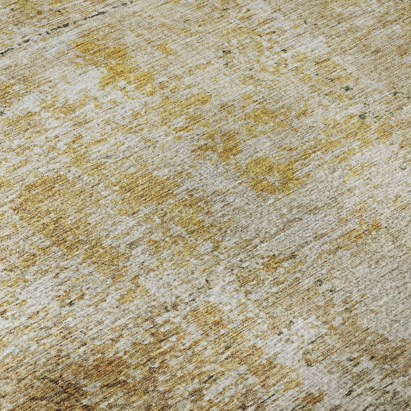 HomeRoots 8' X 10' Gold Ivory Beige Geometric Area Rug - Washable, Stain Resistant & UV Protected for Homes 688085