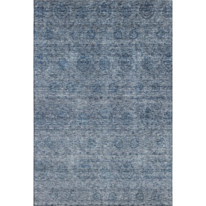 HomeRoots 5' X 8' Blue And Silver Abstract Washable Area Rug with UV Protection for High-Traffic Spaces 688089