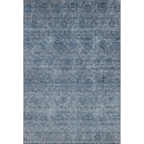 HomeRoots 5' X 8' Blue And Silver Abstract Washable Area Rug with UV Protection for High-Traffic Spaces 688089