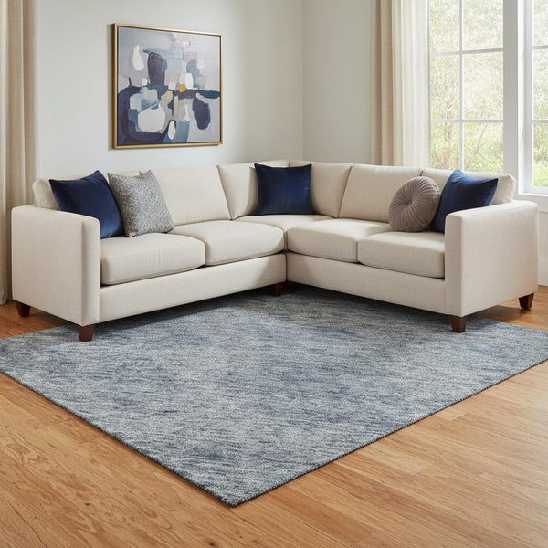 HomeRoots 8' X 10' Blue And Silver Abstract Washable Area Rug - Stylish, Durable, UV-Protected for Any Room 688091