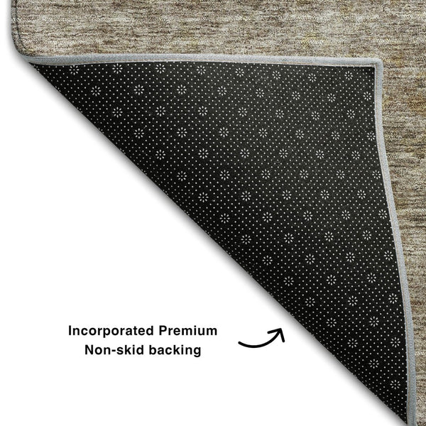 HomeRoots 9' X 12' Abstract Brown & Beige Area Rug – Washable, UV Protected, Durable & Pet-Friendly Design 688098