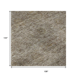 HomeRoots 9' X 12' Abstract Brown & Beige Area Rug – Washable, UV Protected, Durable & Pet-Friendly Design 688098