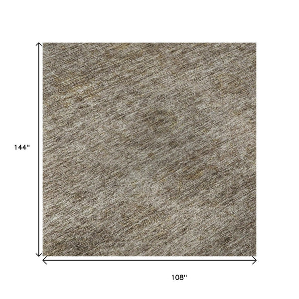 HomeRoots 9' X 12' Abstract Brown & Beige Area Rug – Washable, UV Protected, Durable & Pet-Friendly Design 688098
