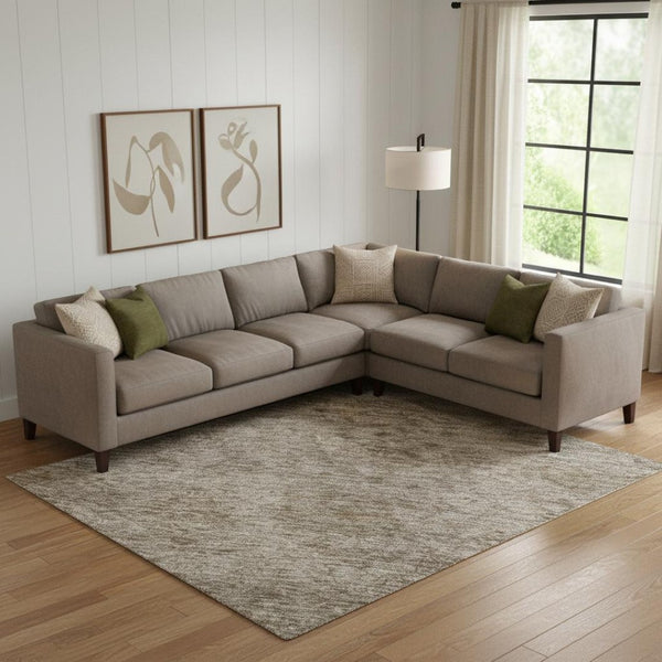 HomeRoots 9' X 12' Abstract Brown & Beige Area Rug – Washable, UV Protected, Durable & Pet-Friendly Design 688098