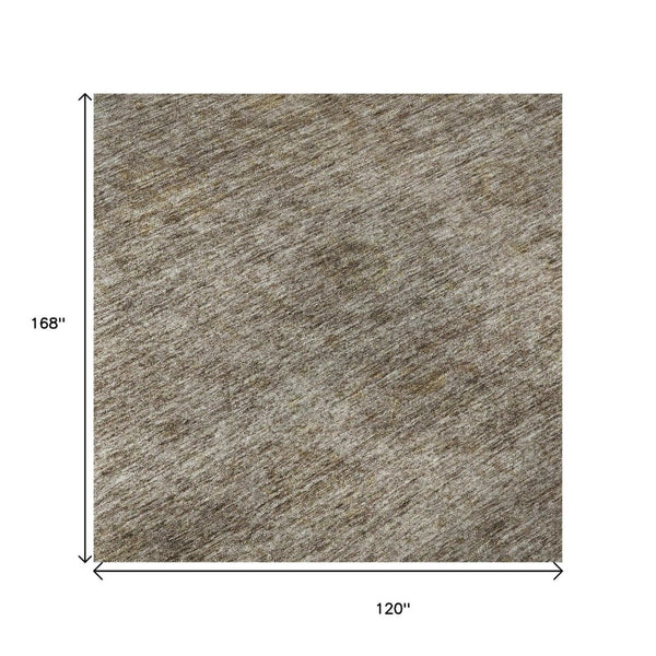 HomeRoots 10' X 14' Brown Beige Abstract Area Rug – Washable & UV Protected for Elegant, Durable Spaces 688099