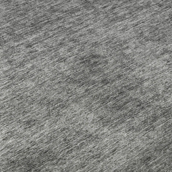 HomeRoots 8' Gray and Silver Abstract Round Rug - Stylish, Washable, Durable with UV Protection for High Traffic Areas 688102