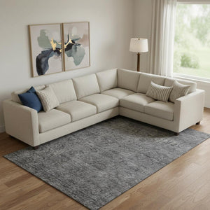 HomeRoots 9' Contemporary Gray and Silver Abstract Washable Area Rug with UV Protection for High Traffic Spaces 688104