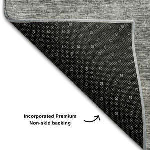 HomeRoots 10' X 14' Gray and Silver Abstract Area Rug - Stylish, Washable, UV-Protected for High-Traffic Spaces 688105