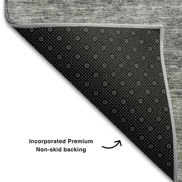 HomeRoots 10' X 14' Gray and Silver Abstract Area Rug - Stylish, Washable, UV-Protected for High-Traffic Spaces 688105