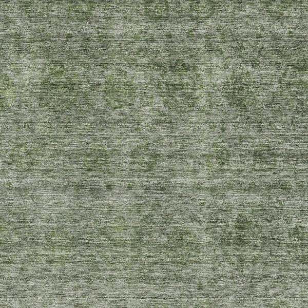 HomeRoots 5' X 8' Olive Green & Silver Abstract Area Rug - Stain-Resistant, UV Protected for High-Traffic Areas 688107