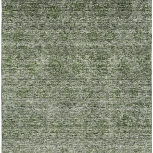 HomeRoots 5' X 8' Olive Green & Silver Abstract Area Rug - Stain-Resistant, UV Protected for High-Traffic Areas 688107