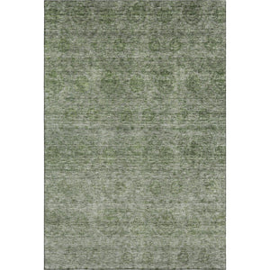 HomeRoots 8' X 10' Contemporary Olive Green & Silver Abstract Area Rug - Washable, UV Protected, Durable Design 688109