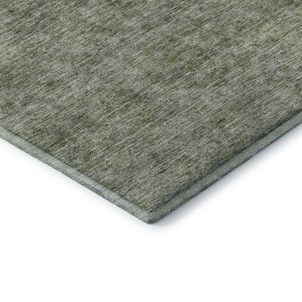 HomeRoots 8' X 10' Contemporary Olive Green & Silver Abstract Area Rug - Washable, UV Protected, Durable Design 688109