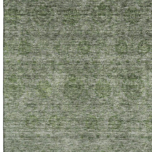 HomeRoots 8' X 10' Contemporary Olive Green & Silver Abstract Area Rug - Washable, UV Protected, Durable Design 688109