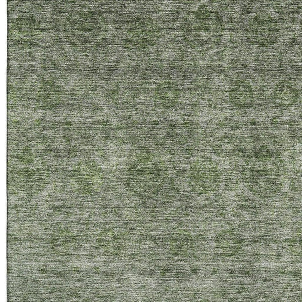 HomeRoots 8' X 10' Contemporary Olive Green & Silver Abstract Area Rug - Washable, UV Protected, Durable Design 688109