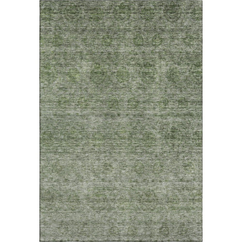 HomeRoots 9' X 12' Olive Green & Silver Abstract Area Rug - Washable, UV Protected, Durable for Homes with Kids & Pets 688110