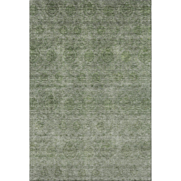 HomeRoots 9' X 12' Olive Green & Silver Abstract Area Rug - Washable, UV Protected, Durable for Homes with Kids & Pets 688110