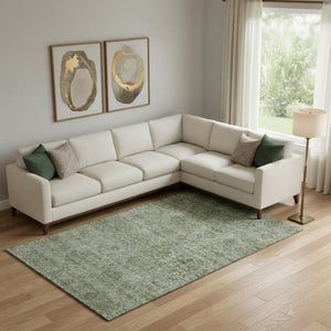 HomeRoots 10' X 14' Olive Green and Silver Abstract Area Rug - Washable, UV Protected, Stylish Home Essential 688111