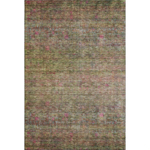 HomeRoots 5' X 8' Artichoke Green & Pink Abstract Washable Area Rug - UV Protected, Durable, Modern Design! 688113