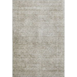 HomeRoots 5' Stylish Linen and Ivory Abstract Area Rug - Washable, UV Resistant, Ideal for High-Traffic Homes 688119
