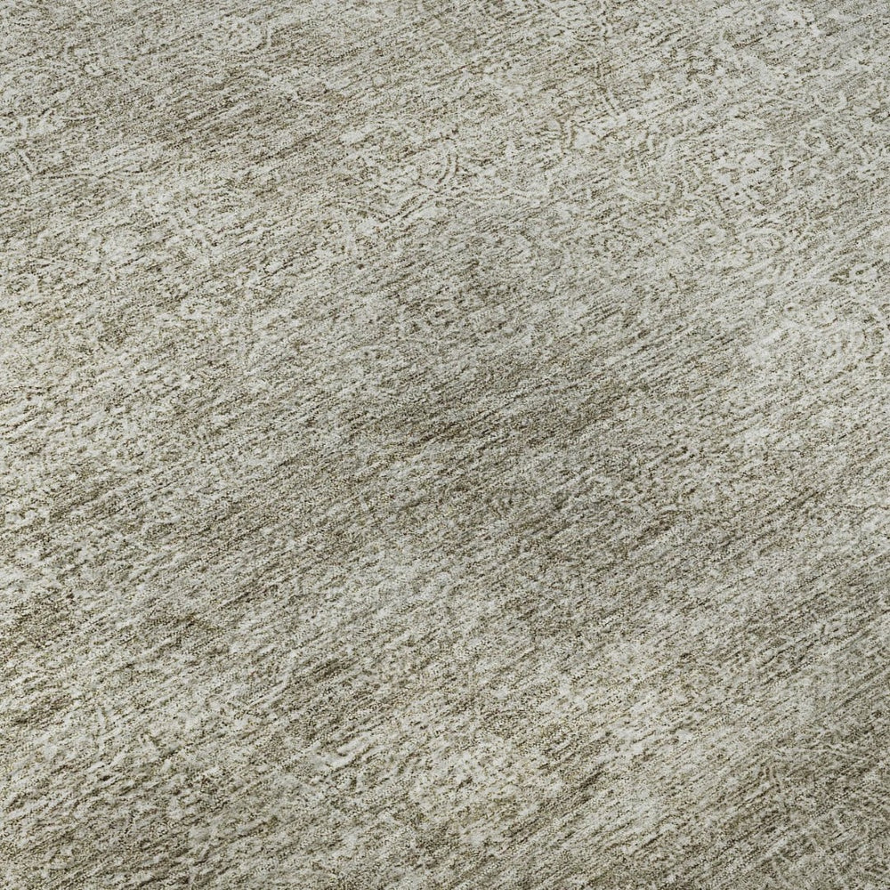 HomeRoots 5' Stylish Linen and Ivory Abstract Area Rug - Washable, UV Resistant, Ideal for High-Traffic Homes 688119