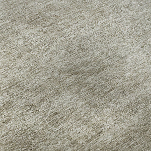 HomeRoots 5' Stylish Linen and Ivory Abstract Area Rug - Washable, UV Resistant, Ideal for High-Traffic Homes 688119