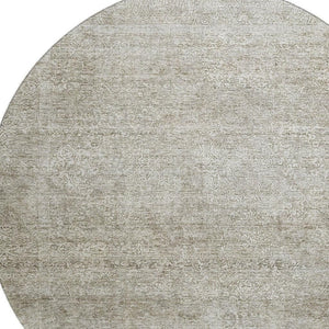 HomeRoots 8' Washable Round Rug in Soft Linen & Ivory - UV-Protected, Stain-Resistant, Perfect for High-Traffic Areas 688120