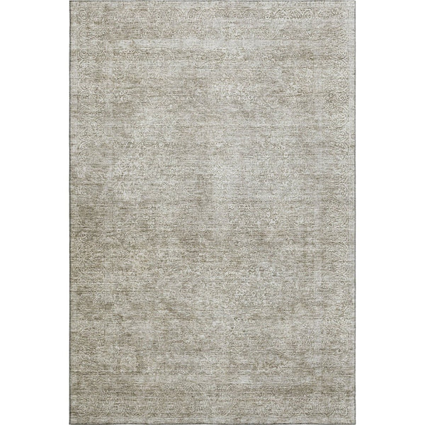 HomeRoots 8' X 10' Linen and Ivory Abstract Area Rug - Durable, Washable, UV-Protected for High-Traffic Rooms 688121