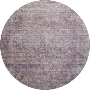 HomeRoots 8' Plum And Ivory Abstract Washable Round Rug - Stylish, Durable, UV-Protected for All Spaces! 688126