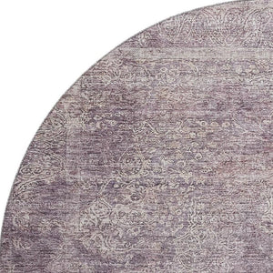 HomeRoots 8' Plum And Ivory Abstract Washable Round Rug - Stylish, Durable, UV-Protected for All Spaces! 688126