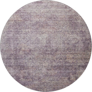 HomeRoots 8' Plum And Ivory Abstract Washable Round Rug - Stylish, Durable, UV-Protected for All Spaces! 688126