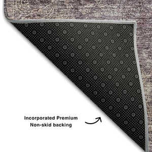 HomeRoots 10' X 14' Modern Plum & Ivory Abstract Washable Area Rug with UV Protection for Busy Homes 688129