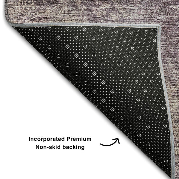 HomeRoots 10' X 14' Modern Plum & Ivory Abstract Washable Area Rug with UV Protection for Busy Homes 688129