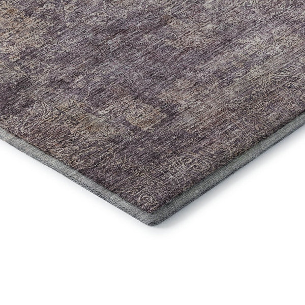 HomeRoots 10' X 14' Modern Plum & Ivory Abstract Washable Area Rug with UV Protection for Busy Homes 688129