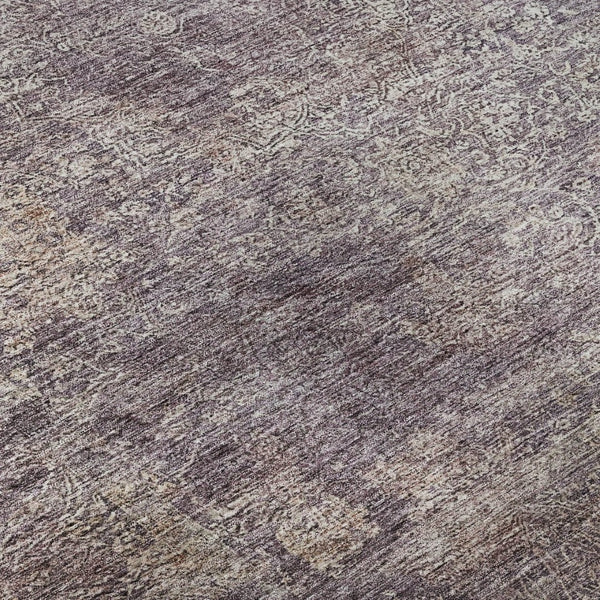 HomeRoots 10' X 14' Modern Plum & Ivory Abstract Washable Area Rug with UV Protection for Busy Homes 688129