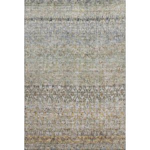 HomeRoots 8' X 10' Stylish Aqua Gold Gray Abstract Area Rug - Washable, UV Protected, Perfect for Busy Homes! 688133