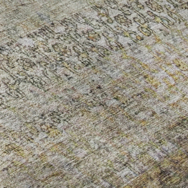HomeRoots 9' X 12' Aqua Gold Gray Abstract Washable Area Rug – Durable, Stylish, UV Protected for Modern Homes! 688134