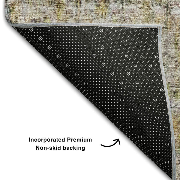 HomeRoots 10' Aqua, Gold & Gray Abstract Washable Area Rug - UV Resistant, Pet-Friendly, Stylish Durability! 688135